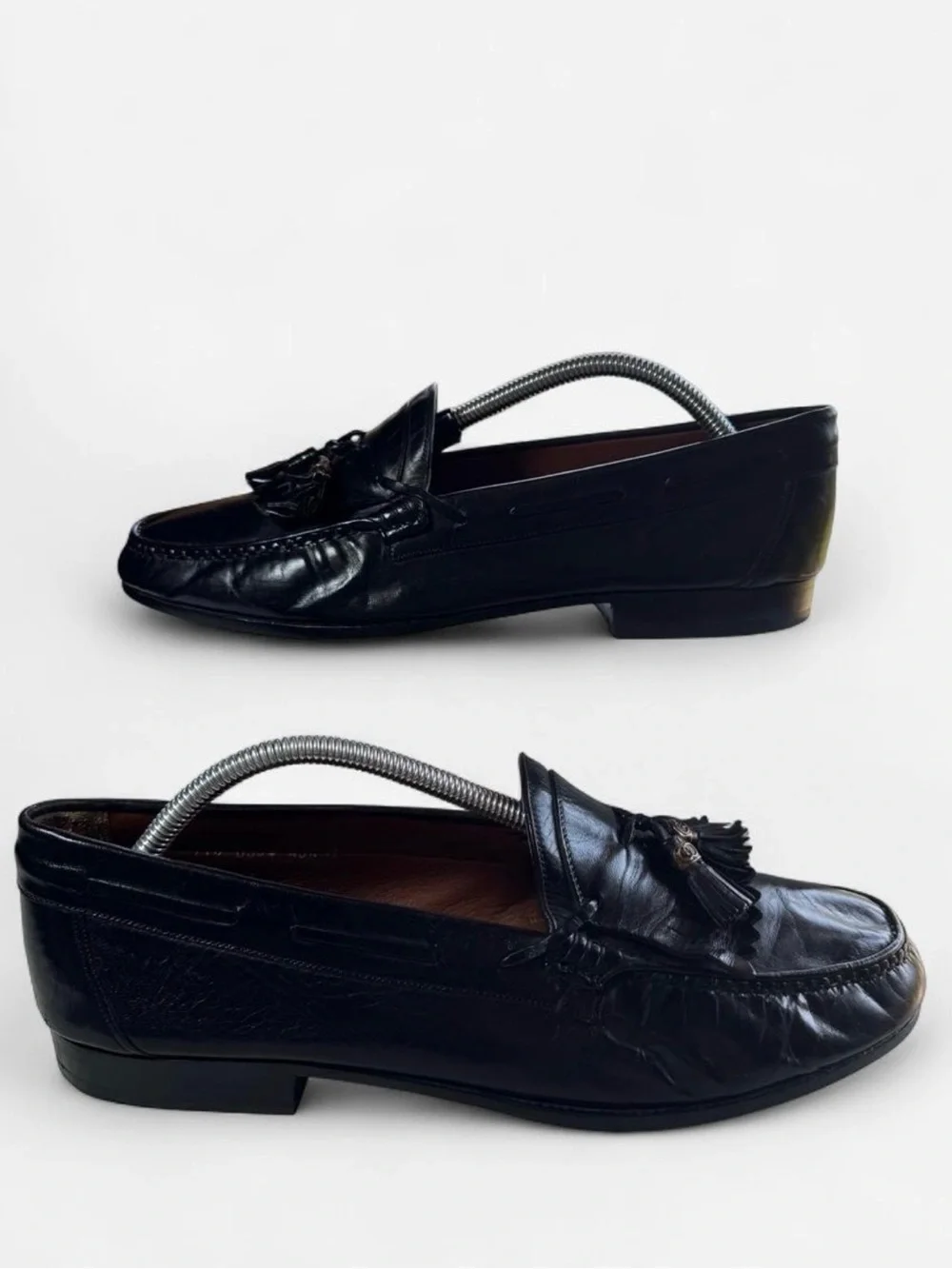 Gucci Black Leather Tassel Fringe Loafers